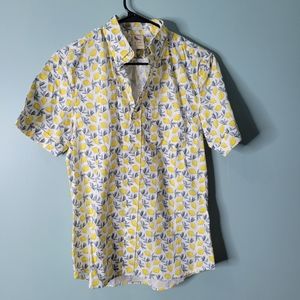 Ken Ltd Lemon Print Short Sleeve Camp Shirt Size S
